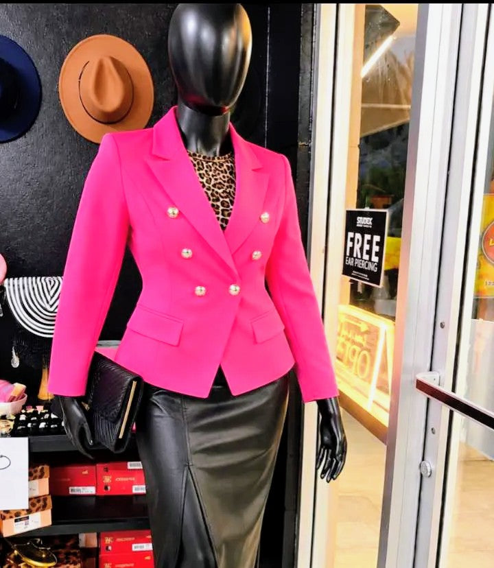 Double Breasted Hot Pink Blazer