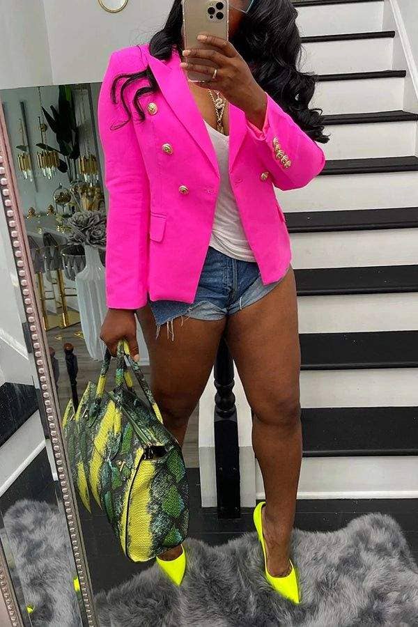 Double Breasted Hot Pink Blazer