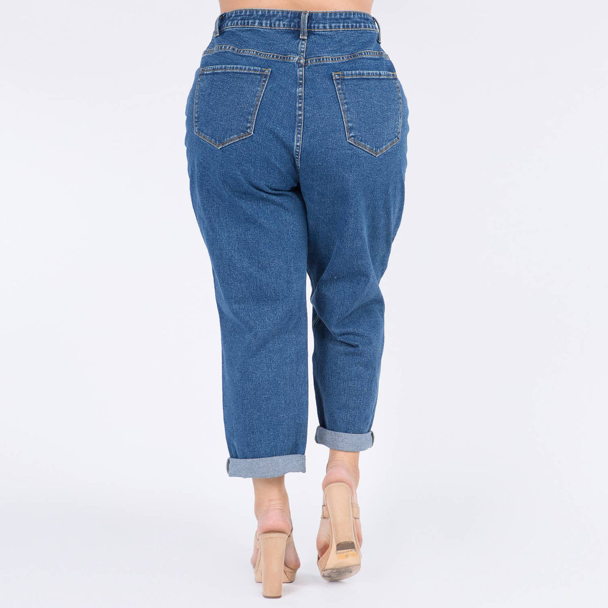 PLUS SIZE HIGH WAIST CUT OUT STRAIGHT JEANS-RJH8264P