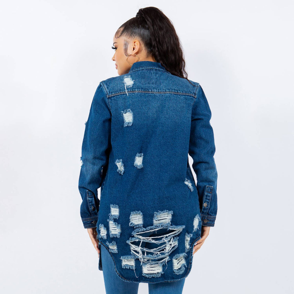 LONG LENGTH DENIM SHIRTS JACKET-RJK3712SI