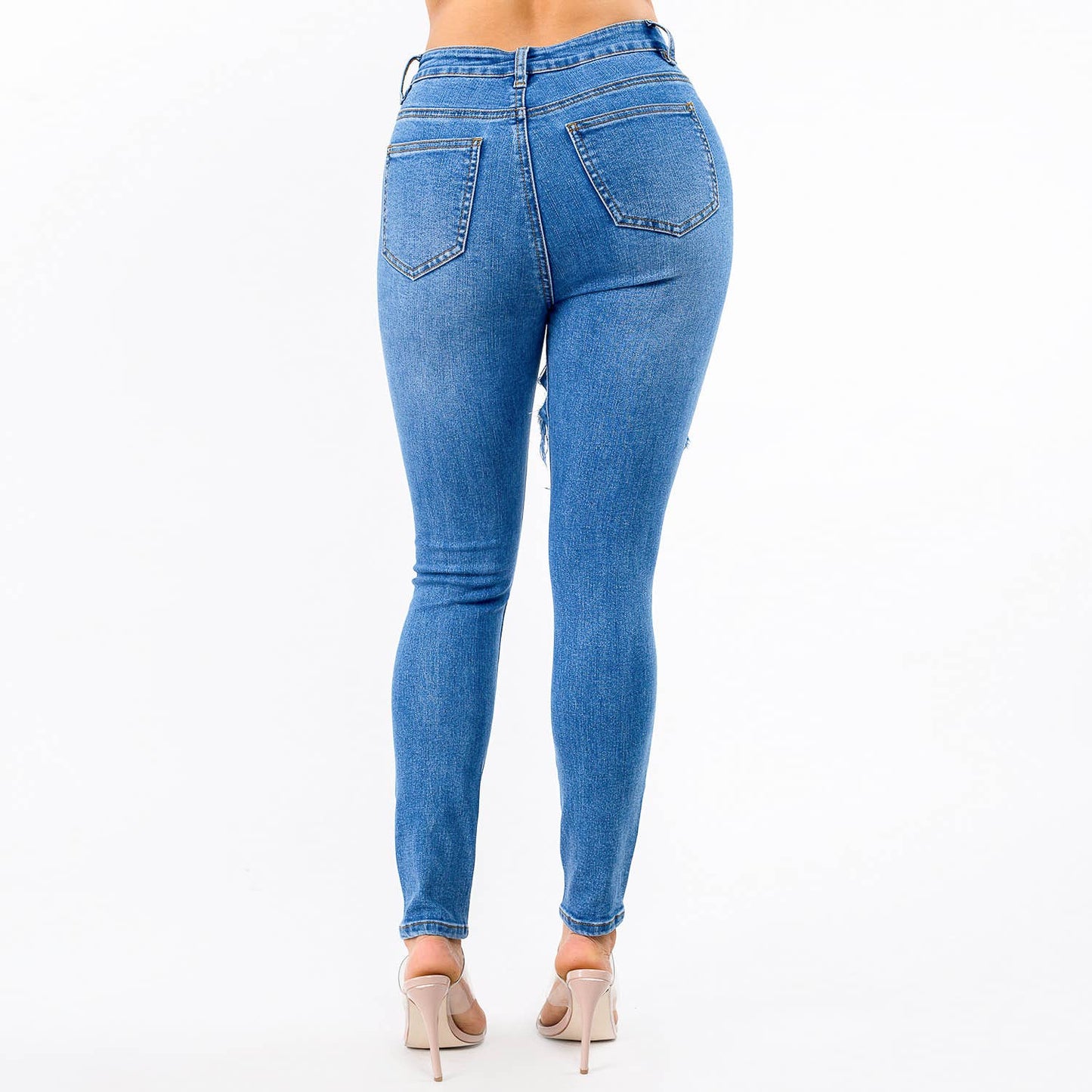 HIGH WAIST CUT OUT DISTRESSED JEANS-RJH20360