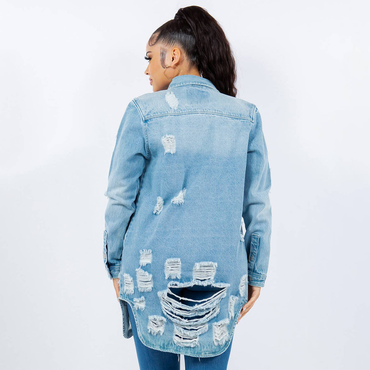 LONG LENGTH DENIM SHIRTS JACKET-RJK3712SI