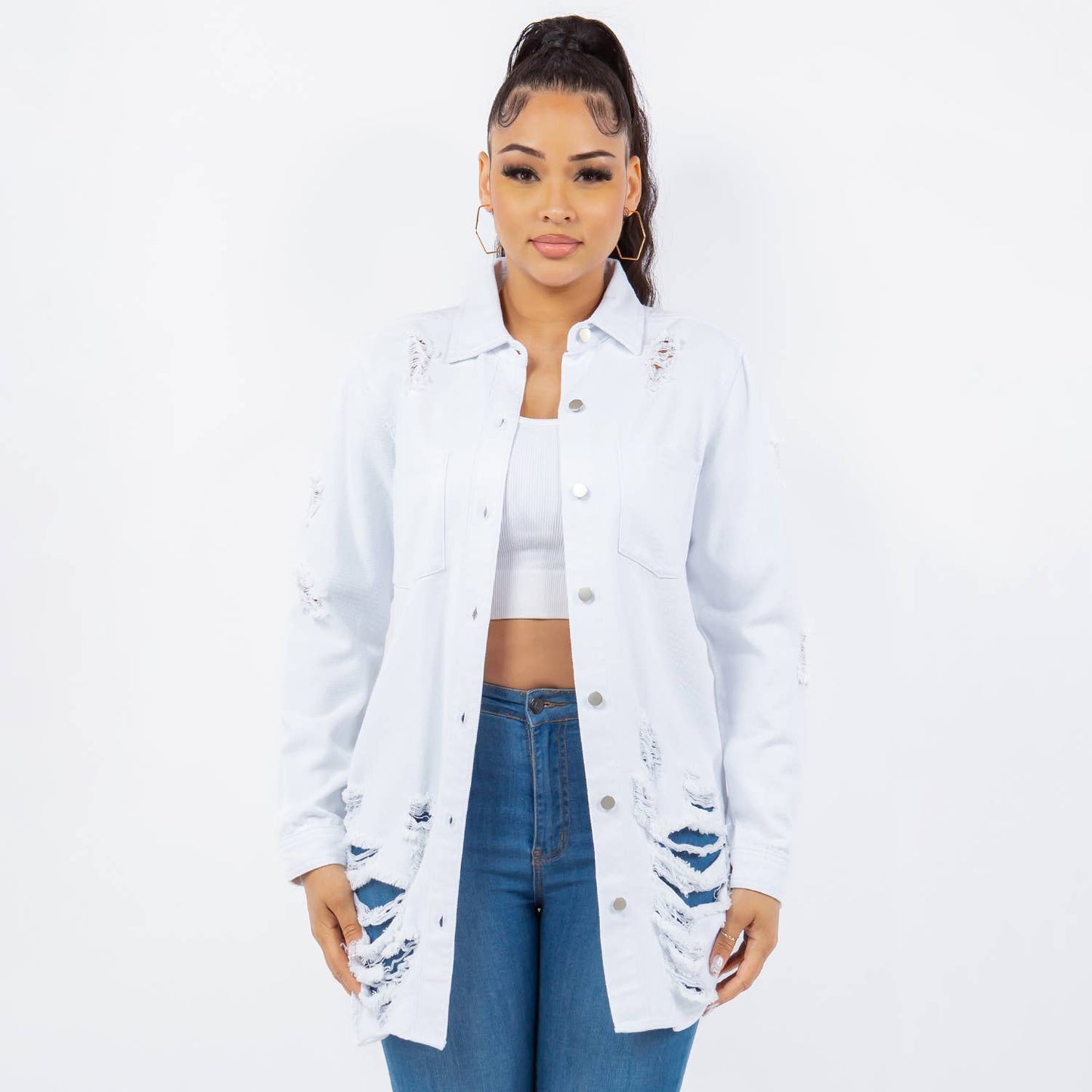 LONG LENGTH DENIM SHIRTS JACKET-RJK3712SI