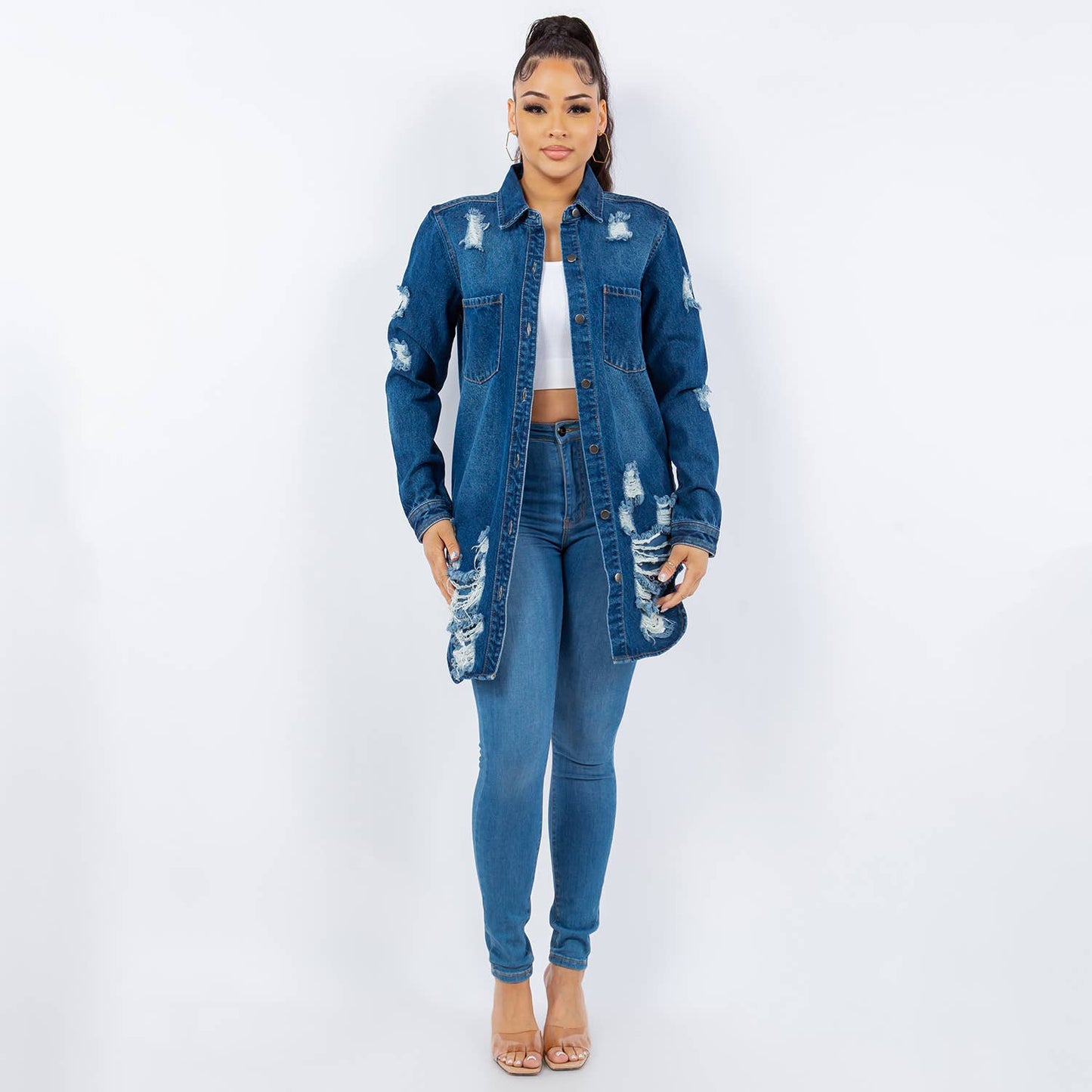 LONG LENGTH DENIM SHIRTS JACKET-RJK3712SI