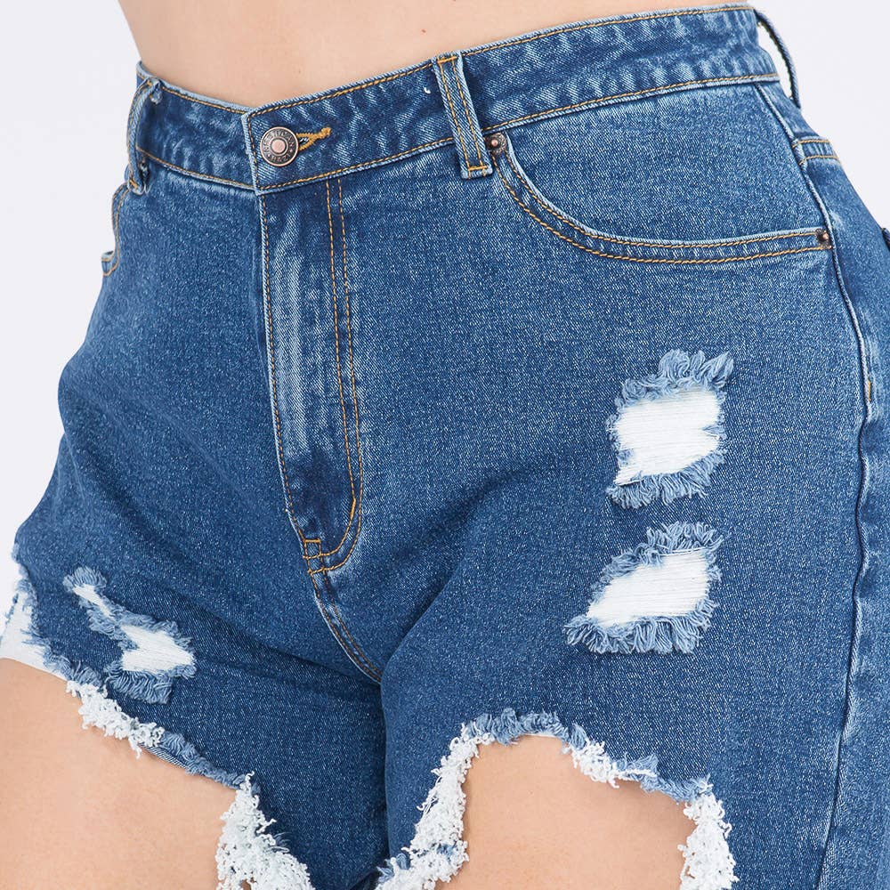 PLUS SIZE HIGH WAIST CUT OUT STRAIGHT JEANS-RJH8264P