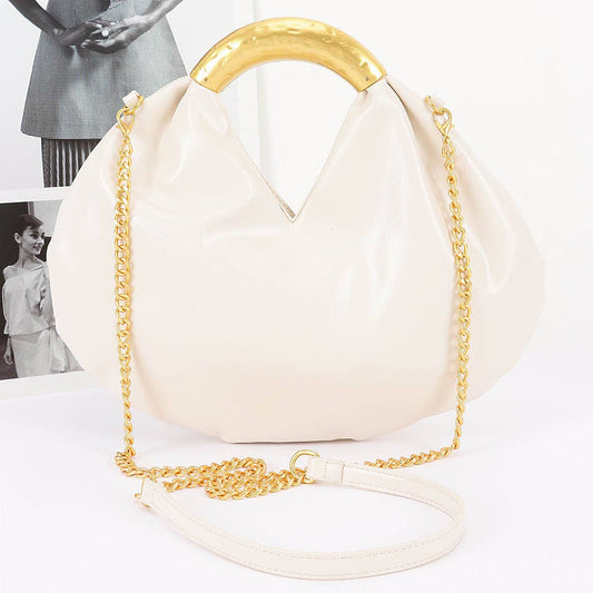 Vegan Leather Metal Handle Bag