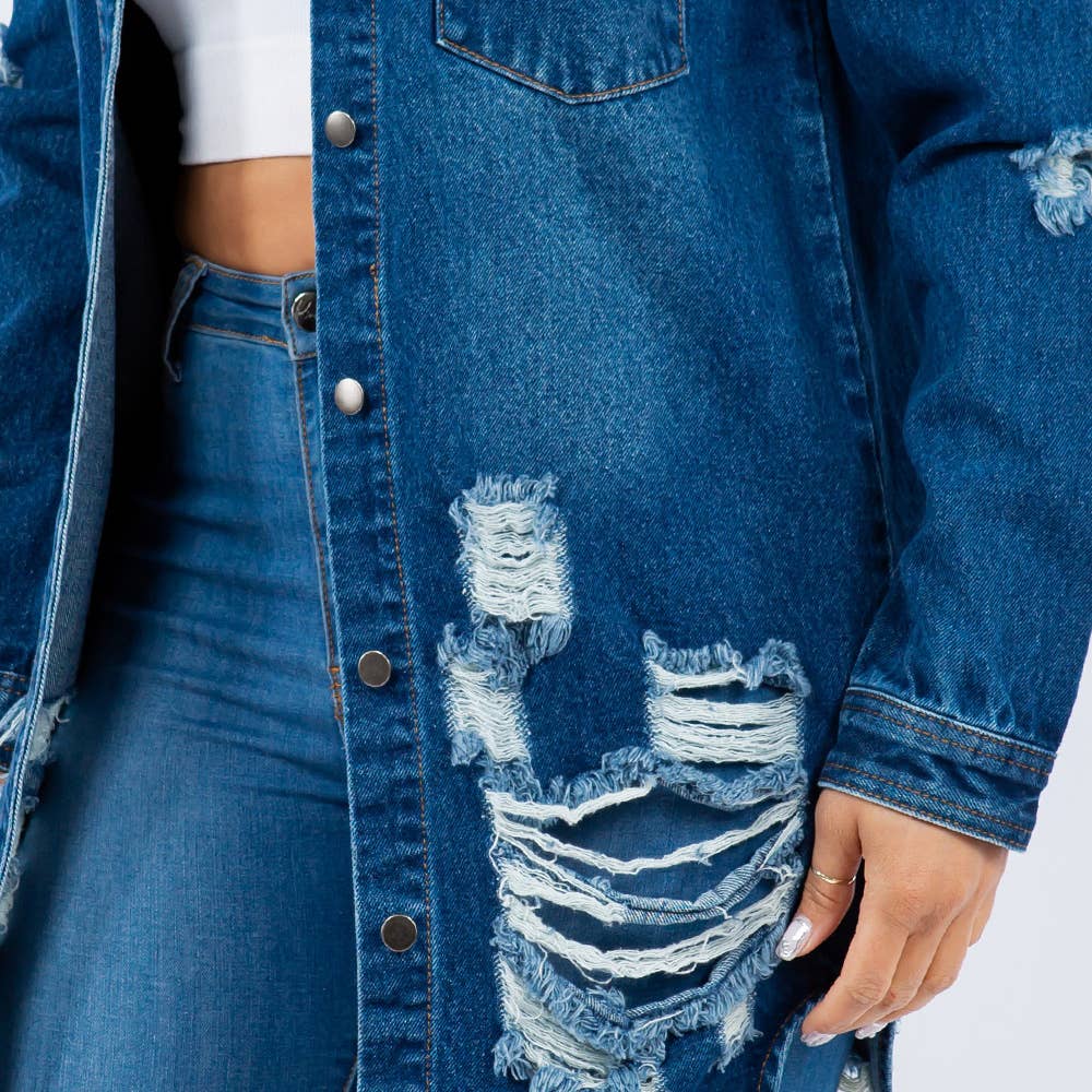 LONG LENGTH DENIM SHIRTS JACKET-RJK3712SI