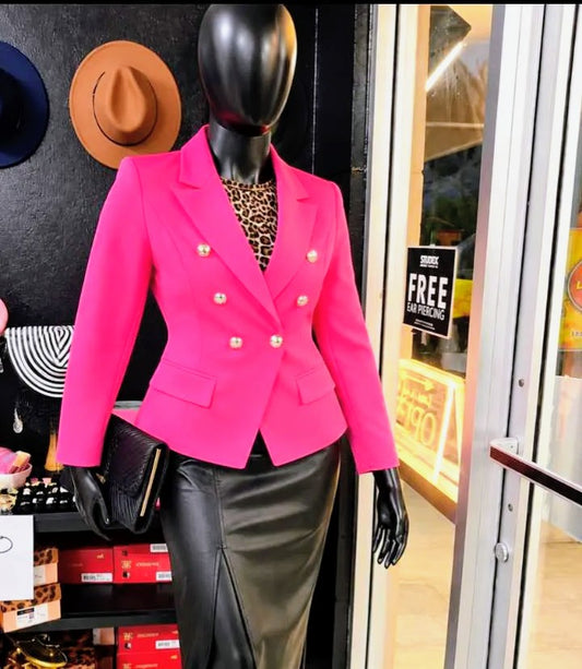 Double Breasted Hot Pink Blazer
