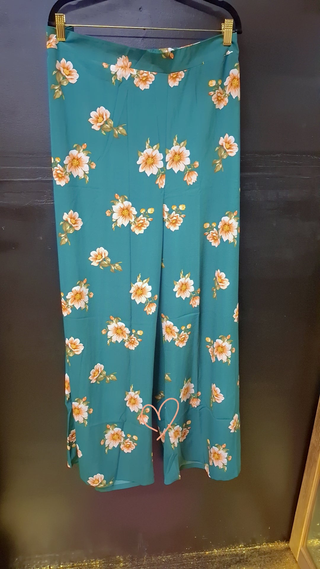 Royal Emerald Green Floral Pants