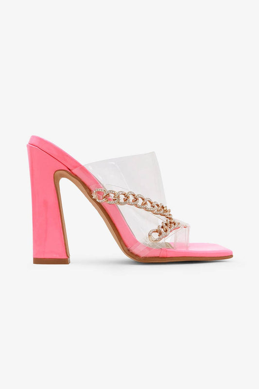 MARMELA - Chunky Fun Heel, Gold Chain Detail, TPU Upper