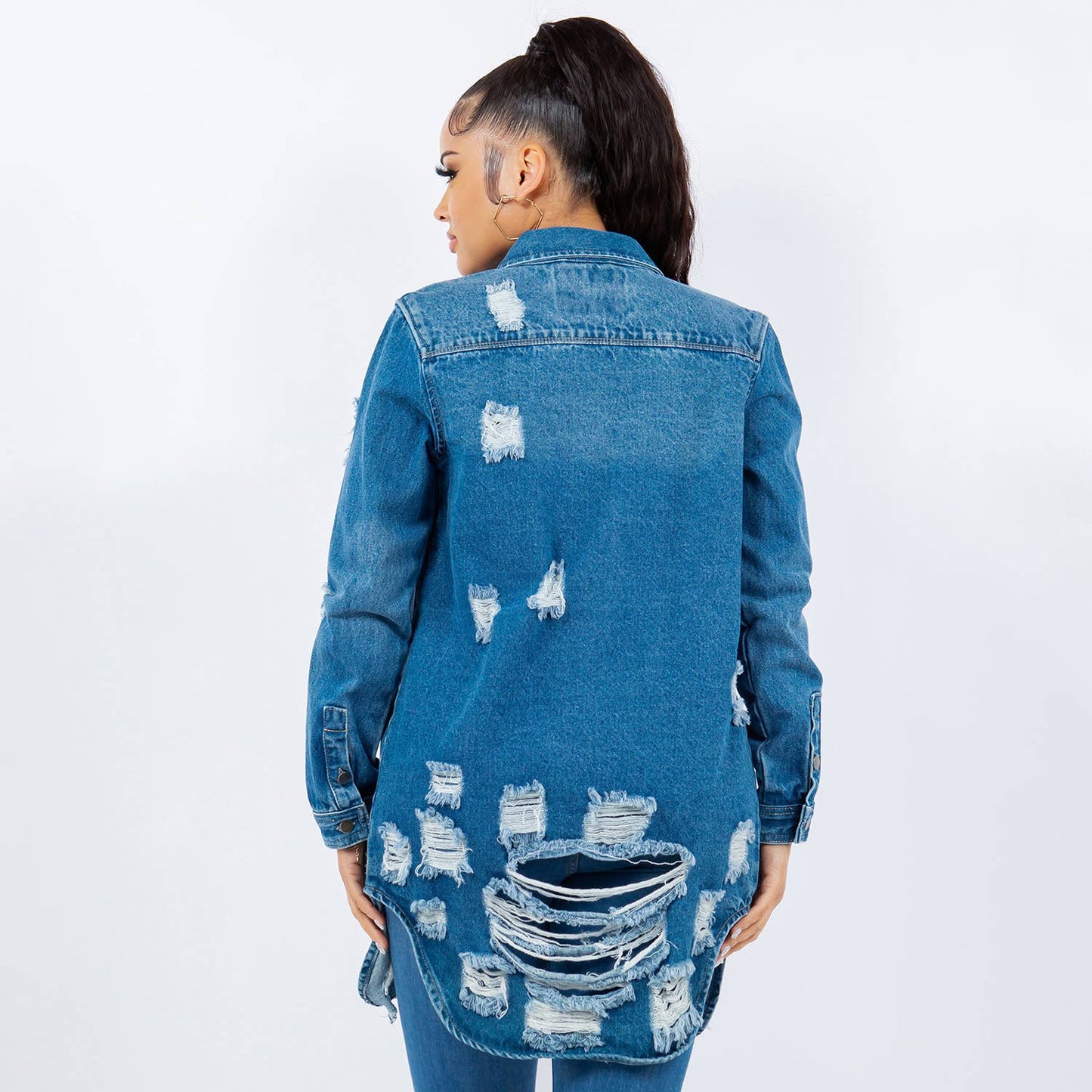 LONG LENGTH DENIM SHIRTS JACKET-RJK3712SI